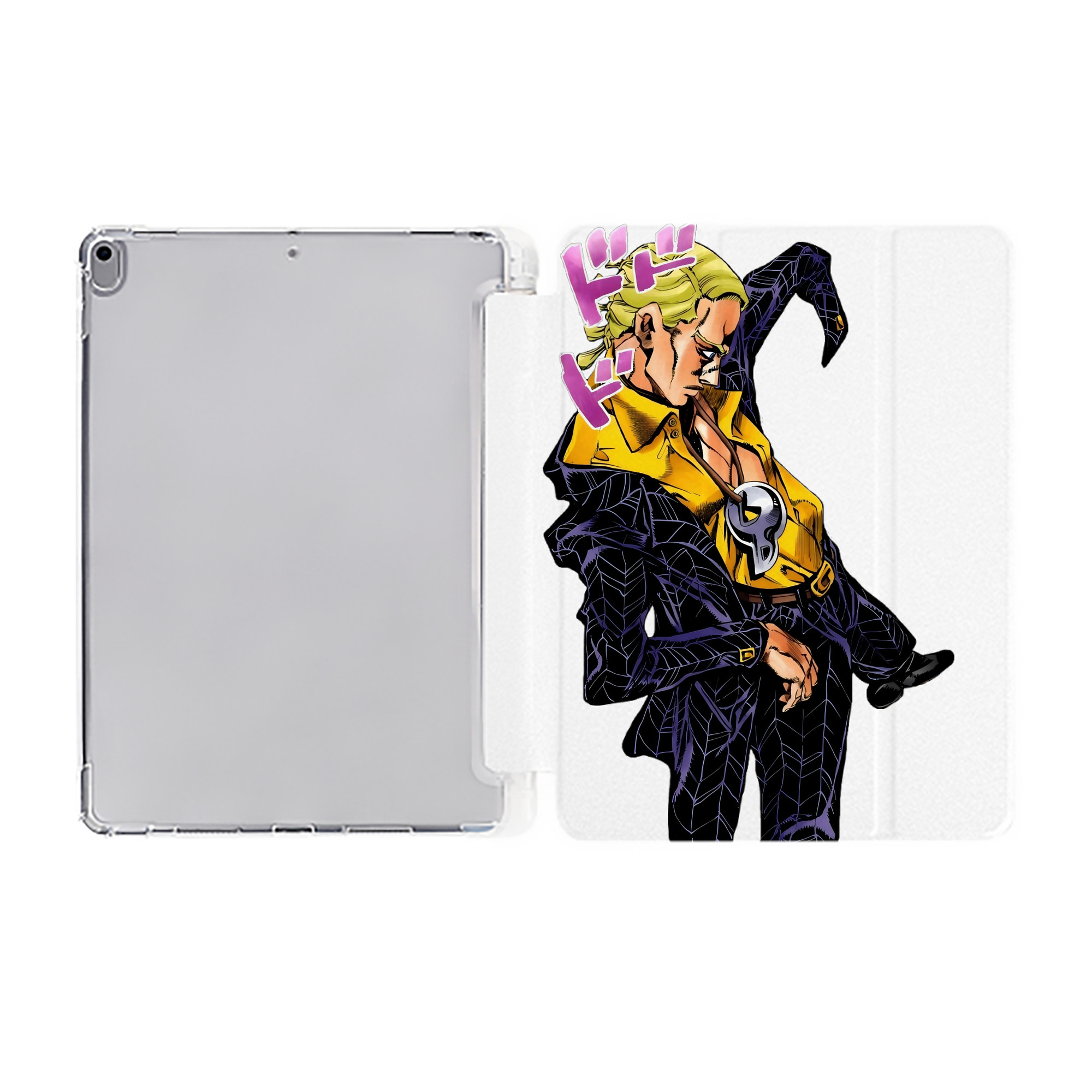 （画像用） ジョジョの奇妙な冒険 プロシュート JoJo's Bizarre Adventure Prosciutto IPad ケース ペン収納付き 三つ折りスタンド PUレザー×シリコン 対応機種9.5/10.5/10.9インチ